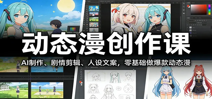 动态漫创作课：AI制作、剧情剪辑、人设文案，零基础做爆款动漫