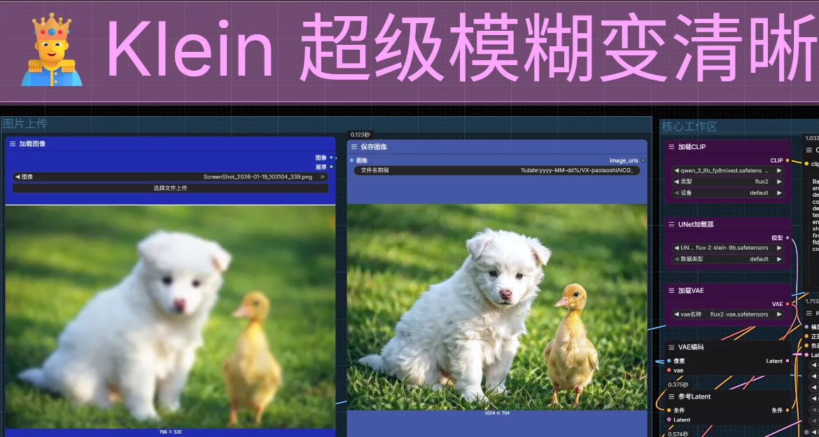 Klein 超级模糊变清晰又快又好小神器（含 Runninghub在线体验地址）
