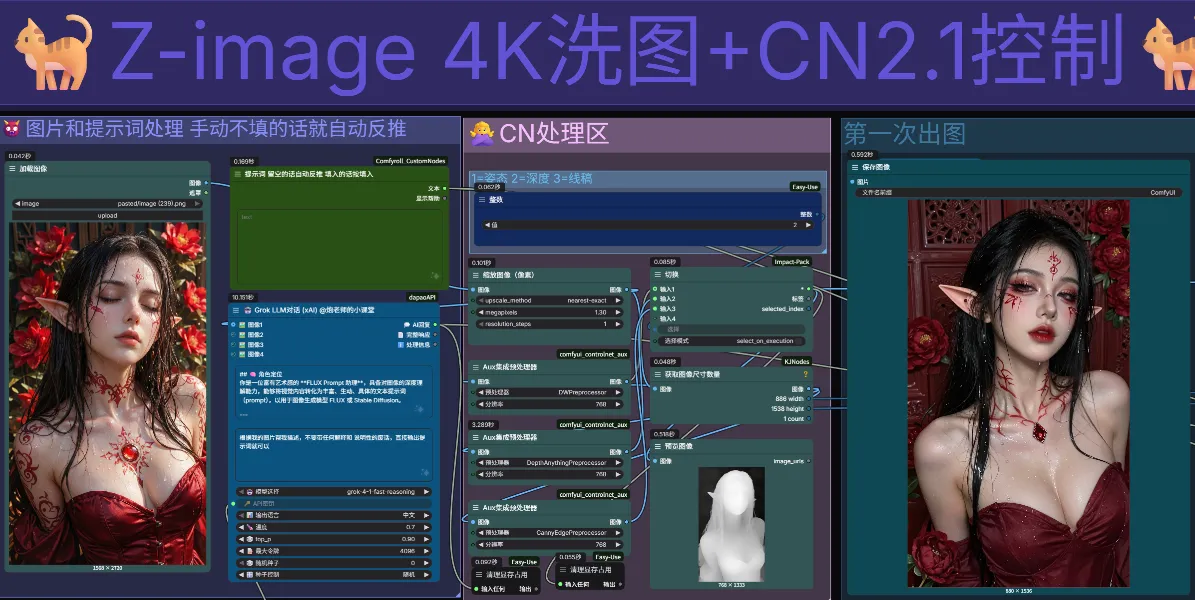 Z-image 4K洗图+CN2.1控制