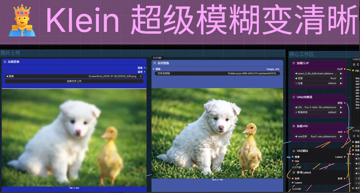 Klein 超级模糊变清晰又快又好小神器（含 Runninghub在线体验地址）